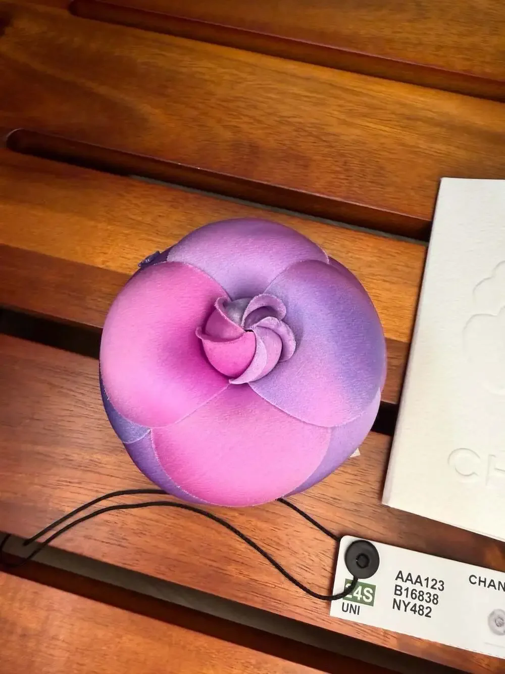 Chanel 24S Purple Satin Camellia Flower Brooch Pin